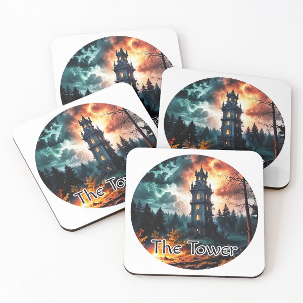 Item preview, Major Arcana Tarot Card The Tower - Forest Tower Struck by Lightning designed and sold by Pixel Waite.