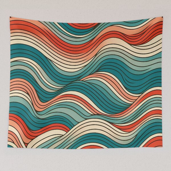 Item preview, Vintage Retro Wave Abstract Art 70s & 80s Color Palette designed and sold by RadiantFoxTees.