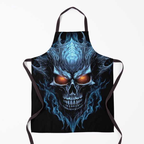Item preview, Menacing Blue Skull with Fiery Eyes and Dark Flames designed and sold by Vinson-MFG.