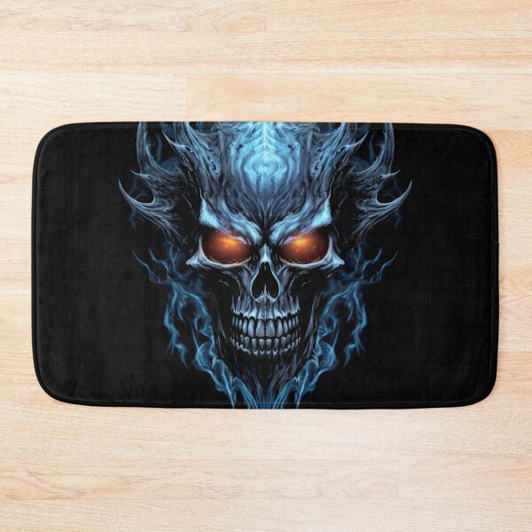 Item preview, Menacing Blue Skull with Fiery Eyes and Dark Flames designed and sold by Vinson-MFG.