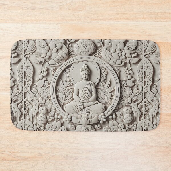 Item preview, Buddhist Minimal Beige Carving Pattern – Elegant Zen Design, Subtle Carvings, Tranquil Beige Background, Minimalist Buddhist Art, Serene Carving Motif designed and sold by 21 Dragonflies.