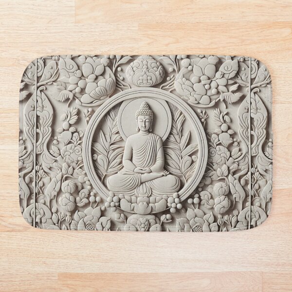 Item preview, Buddhist Minimal Beige Carving Pattern – Elegant Zen Design, Subtle Carvings, Tranquil Beige Background, Minimalist Buddhist Art, Serene Carving Motif designed and sold by 21 Dragonflies.