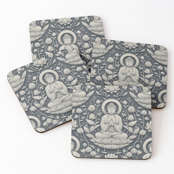 Item preview, Buddhist Minimal Beige Carving Pattern on Dark Grey – Elegant Zen Design, Subtle Carvings, Tranquil Beige Background, Minimalist Buddhist Art, Serene Carving Motif designed and sold by 21 Dragonflies.