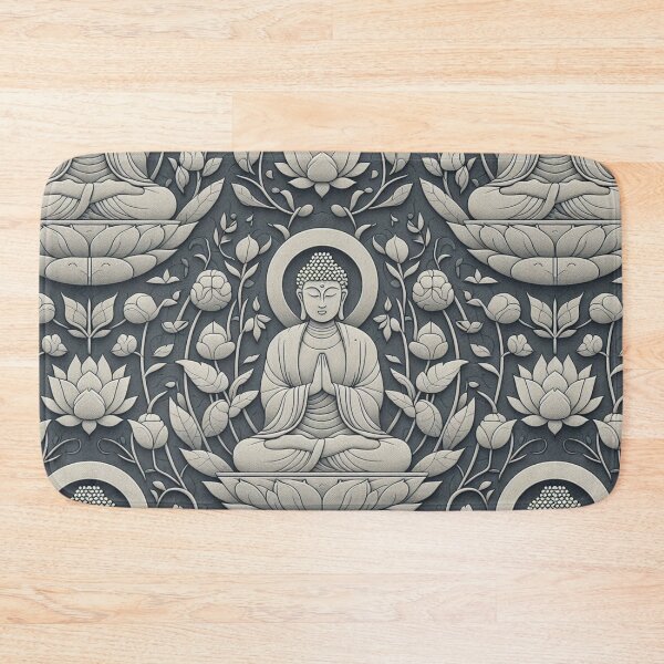Item preview, Buddhist Minimal Beige Carving Pattern on Dark Grey – Elegant Zen Design, Subtle Carvings, Tranquil Beige Background, Minimalist Buddhist Art, Serene Carving Motif designed and sold by 21 Dragonflies.