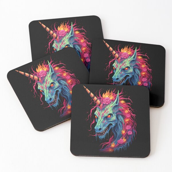 Item preview, Fiery Zombie Unicorn with Flaming Mane and Glowing Eyes designed and sold by Vinson-MFG.