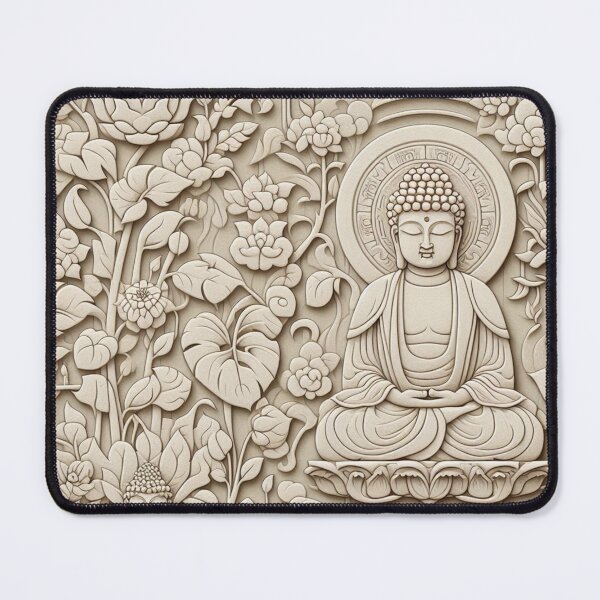 Item preview, Beige Chic Buddhist Minimal Beige Carving Pattern on Dark Grey – Elegant Zen Design, Subtle Carvings, Tranquil Beige Background, Minimalist Buddhist Art, Serene Carving Motif designed and sold by 21 Dragonflies.
