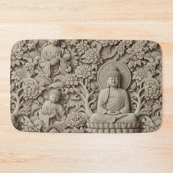 Item preview, Intricate Beige Chic Buddhist Minimal Beige Carving Pattern on Dark Grey – Elegant Zen Design, Subtle Carvings, Tranquil Beige Background, Minimalist Buddhist Art, Serene Carving Motif designed and sold by 21 Dragonflies.