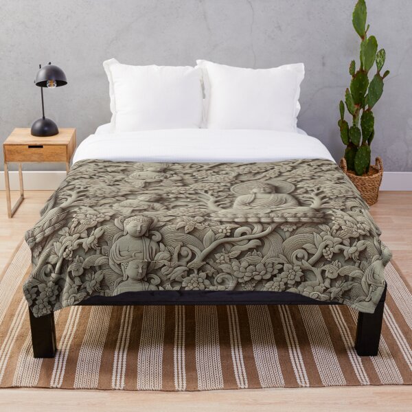 Item preview, Intricate Beige Chic Buddhist Minimal Beige Carving Pattern on Dark Grey – Elegant Zen Design, Subtle Carvings, Tranquil Beige Background, Minimalist Buddhist Art, Serene Carving Motif designed and sold by 21 Dragonflies.