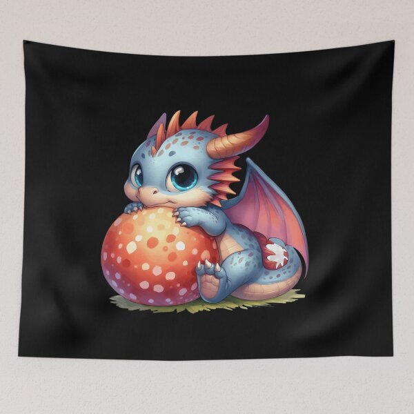 Item preview, Cute Baby Dragon Hugging a Spotted Egg designed and sold by starlit-studios.