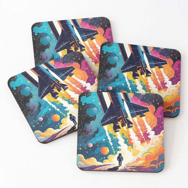 Item preview, Cosmic Adventure Rocket Ship Retro-Futuristic Spacecraft Art designed and sold by ByteyCreatives.