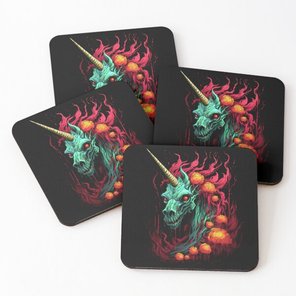 Item preview, Undead Zombie Unicorn with Fiery Mane and Dripping Flowers designed and sold by Vinson-MFG.
