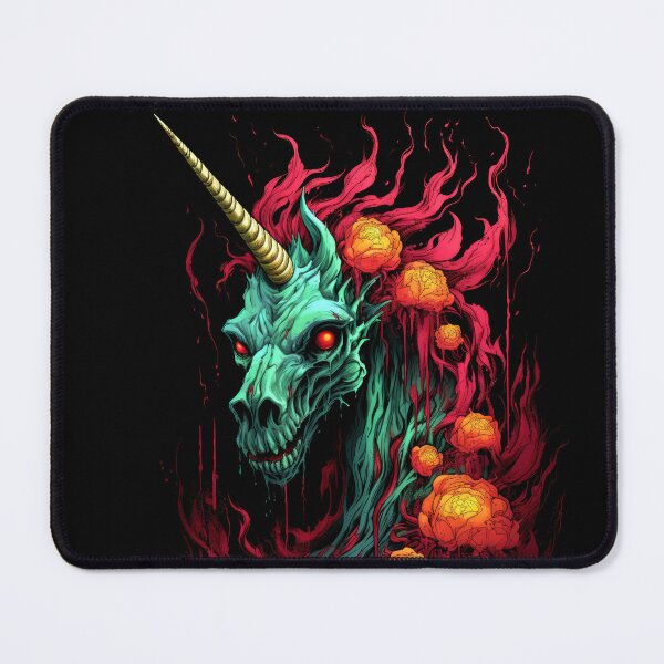 Item preview, Undead Zombie Unicorn with Fiery Mane and Dripping Flowers designed and sold by Vinson-MFG.
