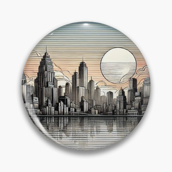 Item preview, Urban Symphony: A Tranquil Cityscape with Artistic Lines and Borders designed and sold by Mjonkey.