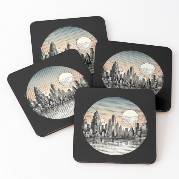 Item preview, Urban Symphony: A Tranquil Cityscape with Artistic Lines and Borders designed and sold by Mjonkey.