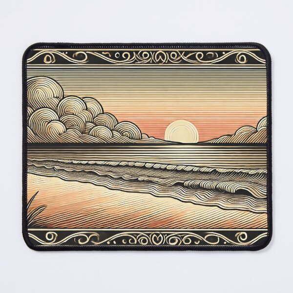 Item preview, Shoreline Serenity: An Artistic Beachscape with Elegant Lines and Borders designed and sold by Mjonkey.