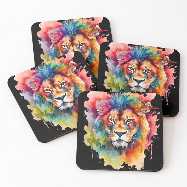 Item preview, Watercolor Colorful Angry Lion Bad Animals.  designed and sold by GlowUpLook.