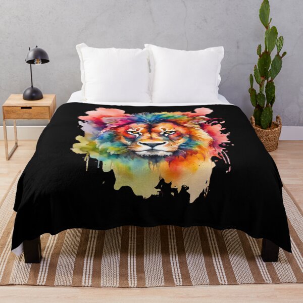 Item preview, Watercolor Colorful Angry Lion Bad Animals.  designed and sold by GlowUpLook.