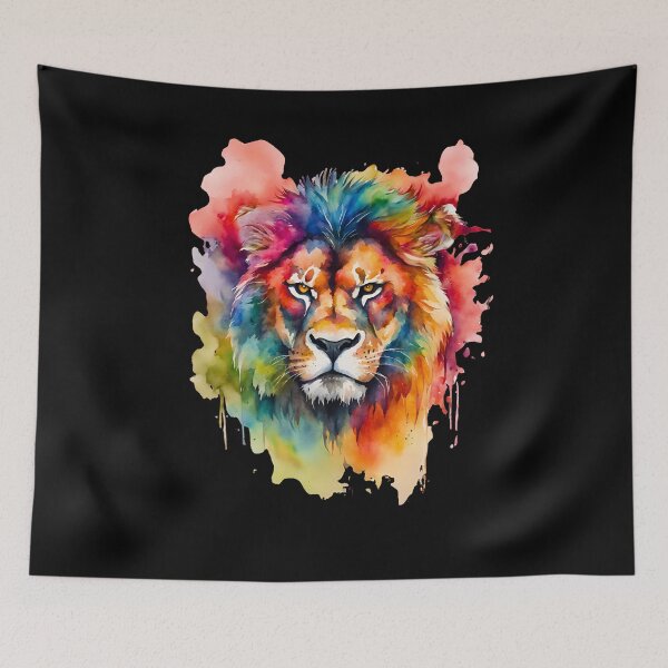 Item preview, Watercolor Colorful Angry Lion Bad Animals.  designed and sold by GlowUpLook.