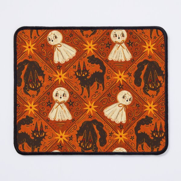 Item preview, Antique Halloween Ghost & Black Cats Harlequin designed and sold by EmiBeeBuzz.