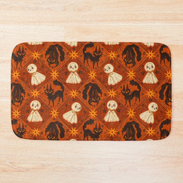Item preview, Antique Halloween Ghost & Black Cats Harlequin designed and sold by EmiBeeBuzz.