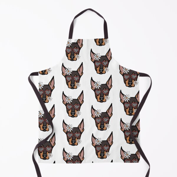 Item preview, Doberman Retro Dog with Heart Shaped Checkered Glasses and White flowers designed and sold by MrsCreative1.