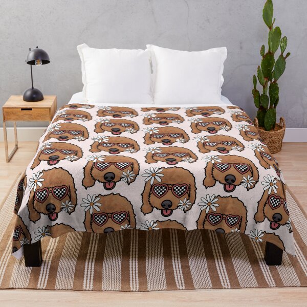 Item preview, Doodle Retro Dog with Heart Shaped Checkered Glasses and White flowers designed and sold by MrsCreative1.
