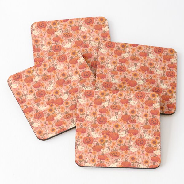 Item preview, Geese in a Pumpkin Patch with Sunflowers | Dreamy Pink | Vintage Cottagecore Halloween designed and sold by EmiBeeBuzz.