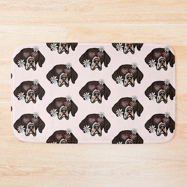 Item preview, English Pointer Retro Dog with Heart Shaped Checkered Glasses and White flowers  designed and sold by MrsCreative1.