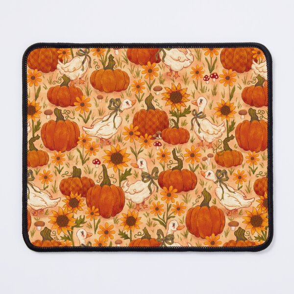 Aperçu de l'œuvre Oies dans un champ de citrouilles avec des tournesols | Automne cottagecore vintage créée et vendue par EmiBeeBuzz.