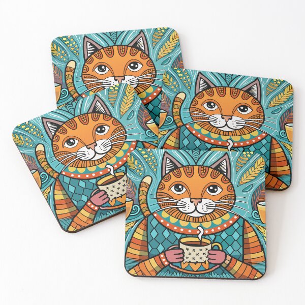 Item preview, Cozy Cat with Coffee – Whimsical Morning Ritual designed and sold by AgarutanPrint.