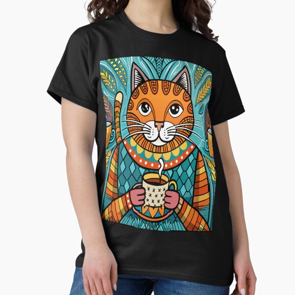 Item preview, Cozy Cat with Coffee – Whimsical Morning Ritual designed and sold by PrintMuseStudio.