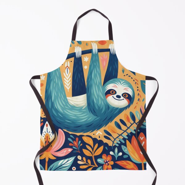 Item preview, Scandinavian Folk Art cute pretty happy Sloth just hanging out by heidiannemorris designed and sold by FOLK ART FUSION by heidiannemorris.