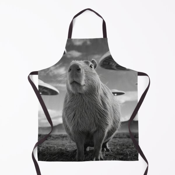Item preview, UFO Capybara Selfie. Hard Images. Black and White Cute Animal. Meme Culture Brain Rot Gen Z Humor designed and sold by SillyMerchant.