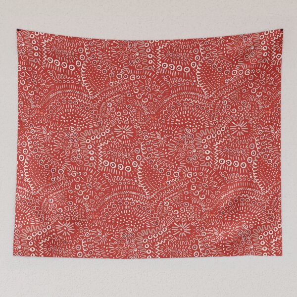 Item preview, Abstract textured bohemian tangle wonky organic rustic red and white designed and sold by FrancesPoff.