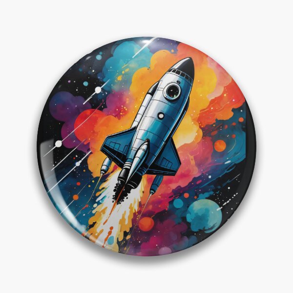 Artikelvorschau, Retro-futuristisches Raketenschiff im lebendigen Weltraum entworfen und verkauft von ByteyCreatives.