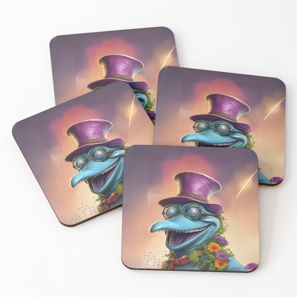 Item preview, Smiling Dolphin with Purple Hat designed and sold by Sillytoe.