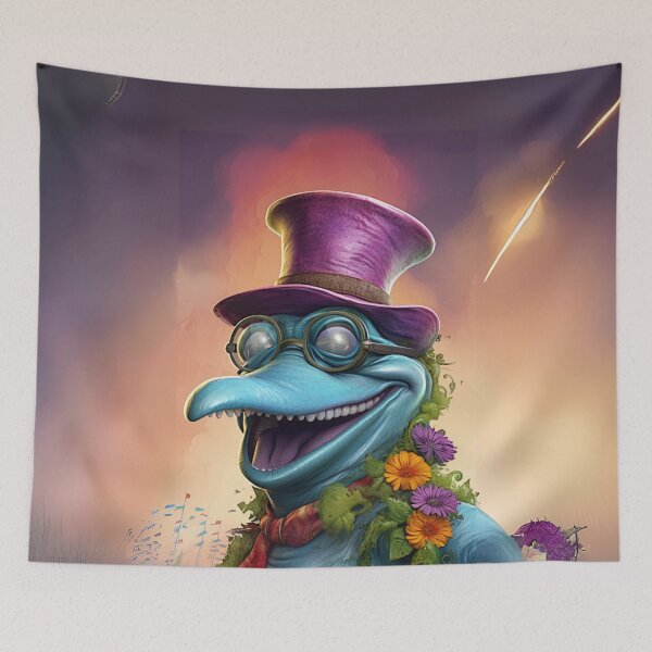 Item preview, Smiling Dolphin with Purple Hat designed and sold by Sillytoe.