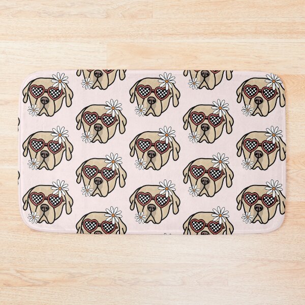 Item preview, Labrador light Brown Dog with Heart Shaped Checkered Glasses and White flowers  designed and sold by MrsCreative1.