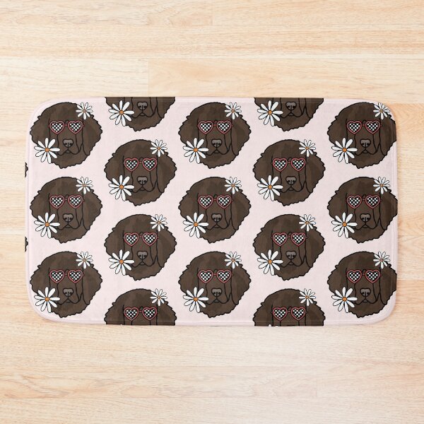 Item preview, Newfoundland Brown Retro Dog with Heart Shaped Checkered Glasses and White flowers  designed and sold by MrsCreative1.