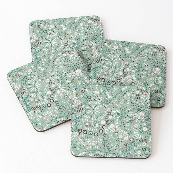 Item preview, Abstract textured bohemian tangle wonky organic rustic teal pink designed and sold by FrancesPoff.