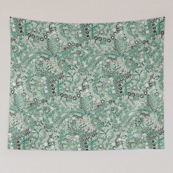 Item preview, Abstract textured bohemian tangle wonky organic rustic teal pink designed and sold by FrancesPoff.