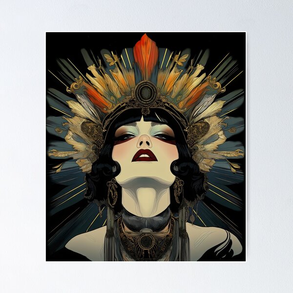 Item preview, Flapper Girl, vintage Art Deco Lady designed and sold by Shoot-The-Moon.