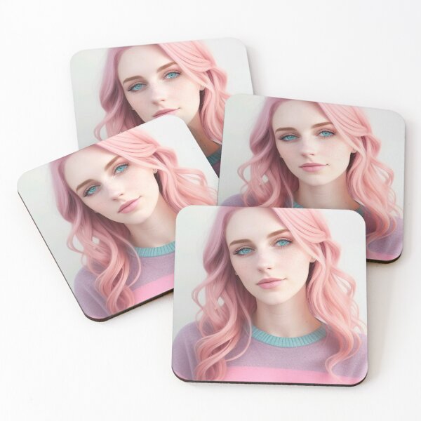 Item preview, Beautiful pink hair girl with deep blue eyes designed and sold by KinkyGear.