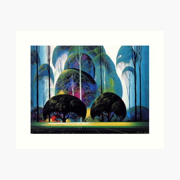 Item preview, Eyvind Earle, 1916-2000 United States, Original Paintings by Eyvind Earle, Eyvind Earle Magic Realism designed and sold by J-Oua.