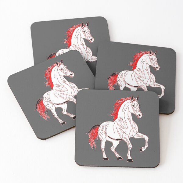 Item preview, Dynamic white and Red Horse Illustration designed and sold by 4rpixs.