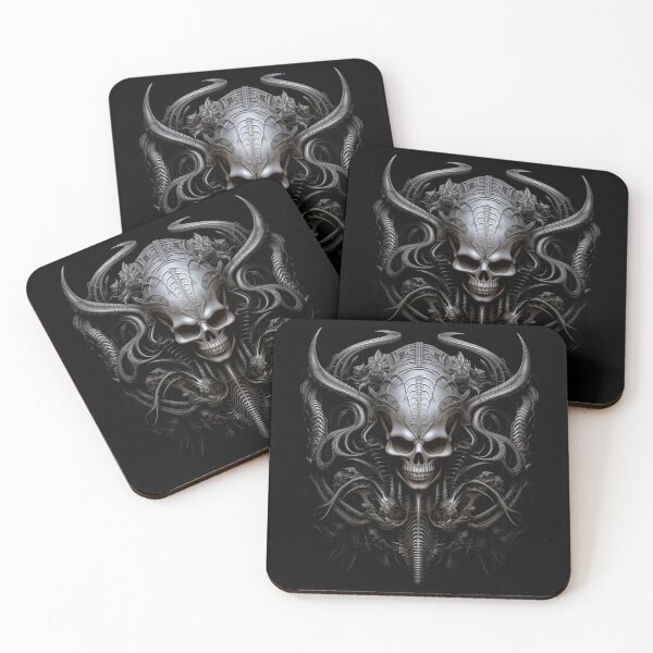 Item preview, Ornate Biomechanical Evil Skull with Intricate Horns and Gothic Detailing designed and sold by Vinson-MFG.