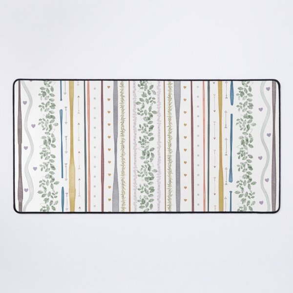 Item preview, Pretty pastel leaves and stripes print designed and sold by Blankcanvasbym.