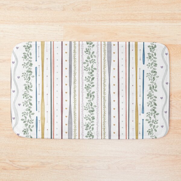 Item preview, Pretty pastel leaves and stripes print designed and sold by Blankcanvasbym.