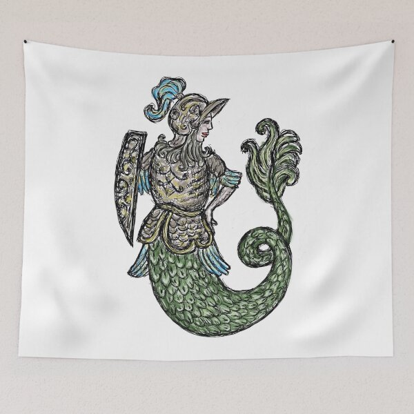 Item preview, Medieval Creature Meme - Warrior Mermaid designed and sold by VintageManiac.