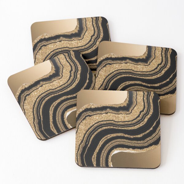 Item preview, Gold and Black Waves Pattern designed and sold by BirdsnStuff.